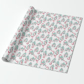 Pepermunt Snoep Katten en kerstbomen Cadeaupapier (Uitgerold)