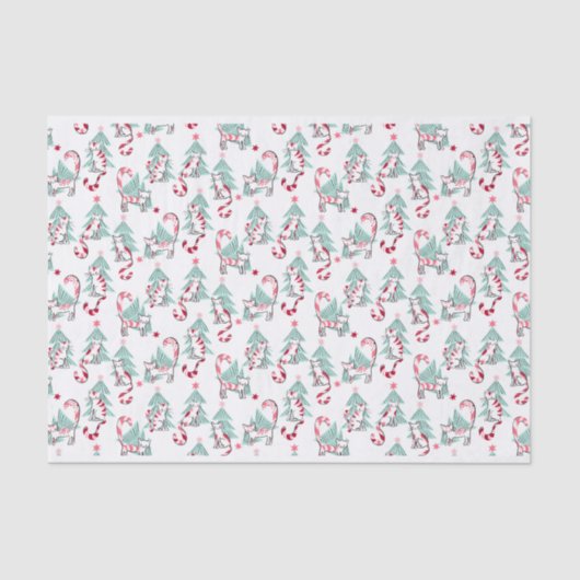 Pepermunt Snoep Katten en kerstbomen Tissuepapier (Voorkant)