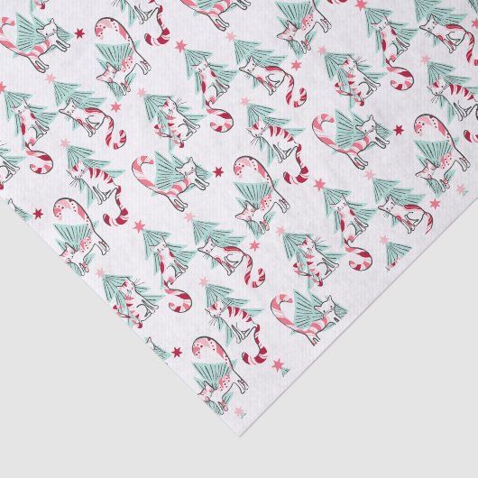 Pepermunt Snoep Katten en kerstbomen Tissuepapier (Detail)