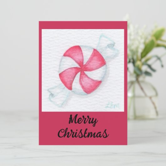 Pepermunt Snoep Kerst Kaarten (Staand voorkant)