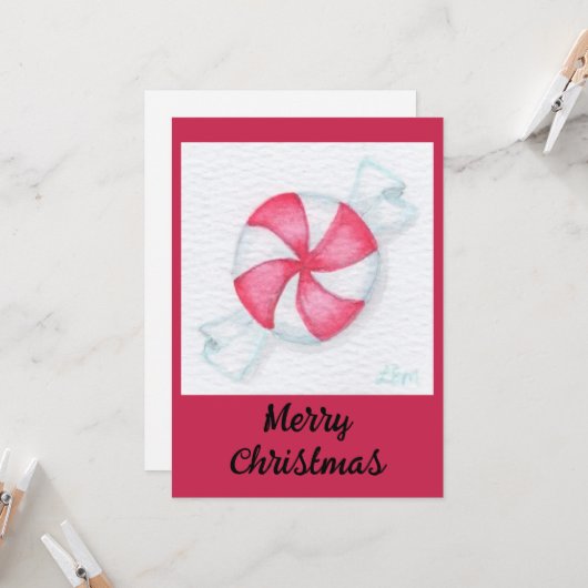 Pepermunt Snoep Kerst Kaarten (Voorkant / Achterkant in situ)