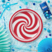 Pepermunt Snoep Swirl Kerstvakantie Papieren Bordje (Feest)