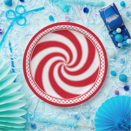 Pepermunt Snoep Swirl Kerstvakantie Papieren Bordje (Feest)
