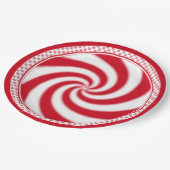 Pepermunt Snoep Swirl Kerstvakantie Papieren Bordje (Gekanteld)