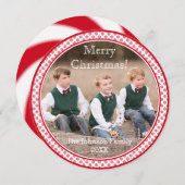 Pepermunt Snoep wervelen Foto Kerstmis Kaart (Voorkant / Achterkant)