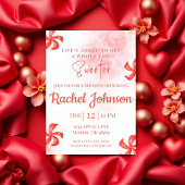 Pepermunt Snoepfeest Uitnodiging | Rood Watercolo