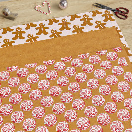 Pepermunt Snoepje Roze Gemberkoek Man Kerstmis Inpakpapier Vel