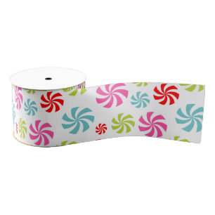 Pepermunt Spiraalpatroon – Kleurrijk Snoepontwerp Grosgrain Lint