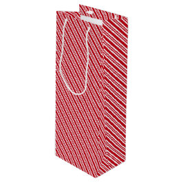 Pepermunt Streep Rood en Wit Klassiek Kerstmis Wijn Cadeautas