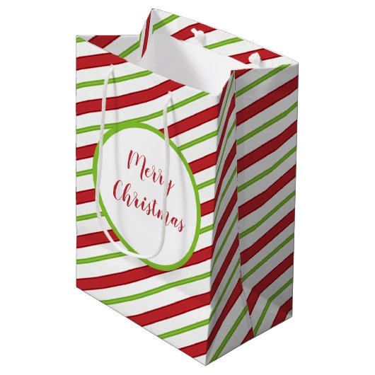 Pepermunt strepen cadeautas (Voorkant Gekanteld)