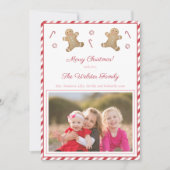 Pepermunt Strepen Gemberkoek Rood Roze Afbeelding Feestdagenkaart (Voorkant)