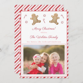 Pepermunt Strepen Gemberkoek Rood Roze Afbeelding Feestdagenkaart