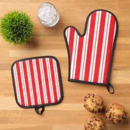 Pepermunt strepen Kerstmis Candy Cane Ovenwant & Pannenlap Set