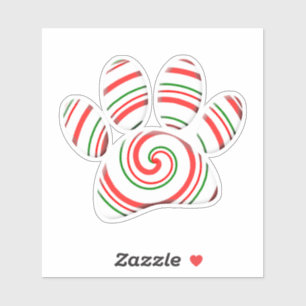 Pepermunt Swirl Hond Poot In Rood Groen Wit Sticker