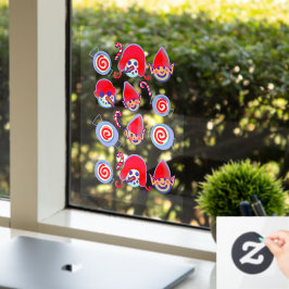 Pepermunt Swirl Snoepjes, Elfen en Sneeuwmannen Ke Raamsticker