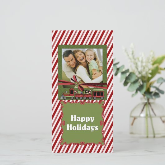 Pepermunt Trein Fotokaart Feestdagenkaart (Staand voorkant)