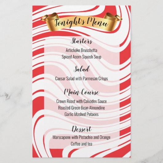 Pepermunt twist catering Kerstdiner menu (Voorkant)
