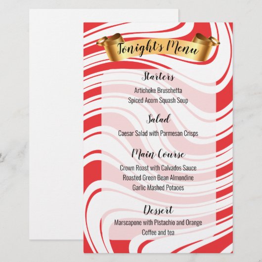 Pepermunt twist catering Kerstdiner menu (Voorkant / Achterkant)