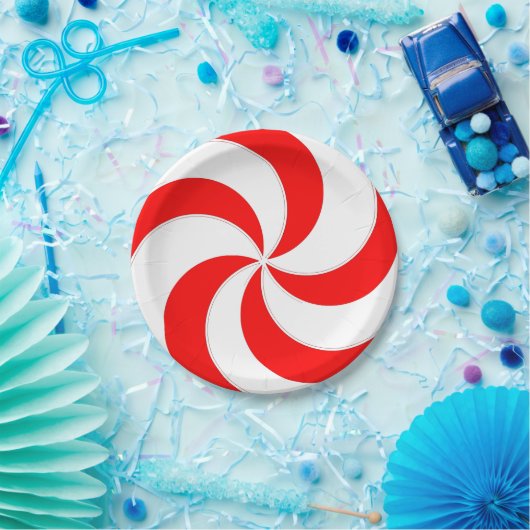 Pepermunt werveling rood en wit Snoep strepen Papieren Bordje (Feest)