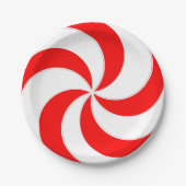 Pepermunt werveling rood en wit Snoep strepen Papieren Bordje (Voorkant)