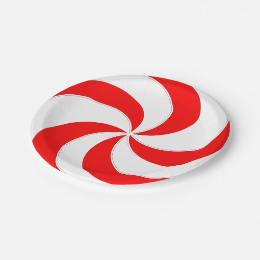 Pepermunt werveling rood en wit Snoep strepen Papieren Bordje (Gekanteld)