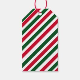 Pepermuntstok Strepen in Rood, Groen en Wit Cadeaulabel