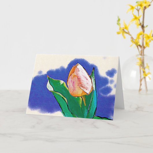 Pepermunttulpentekening Kaart (Gele Bloem)