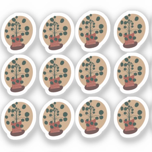 Peperomia Plant Tekening Ontwerp Sticker (Voorkant)