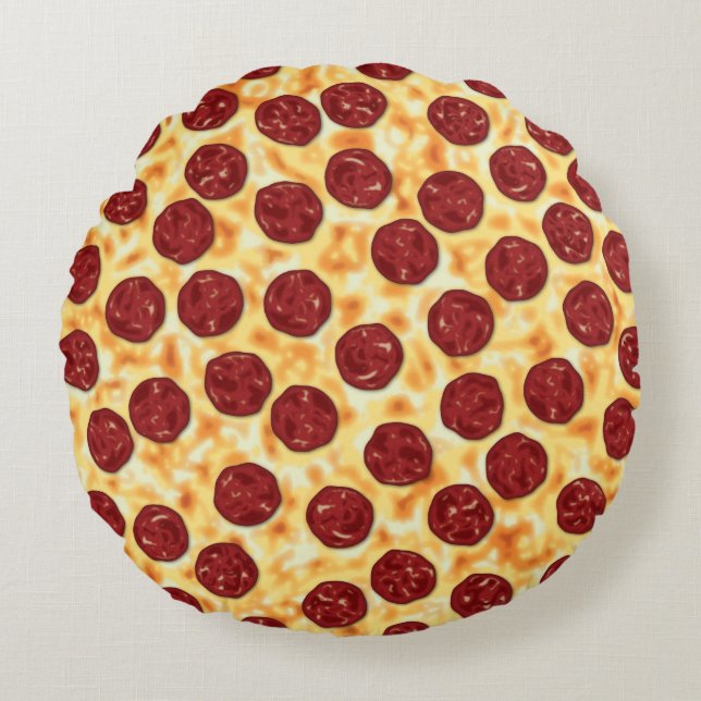 Peperoni Pizza vector kunst Rond Kussen (Voorkant)