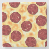 Peperoni Pizza vector kunst Stenen Onderzetter (Voorkant)