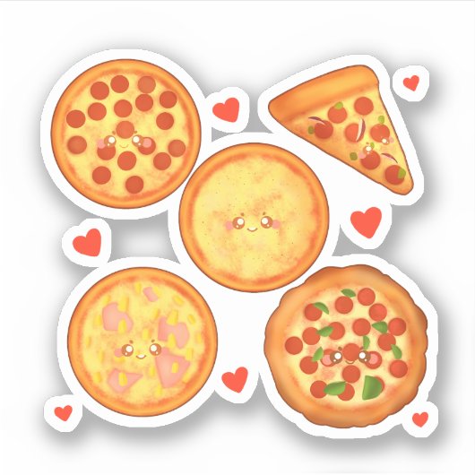 Peperroni, kaas en Margherita pizza Sticker (Voorkant)