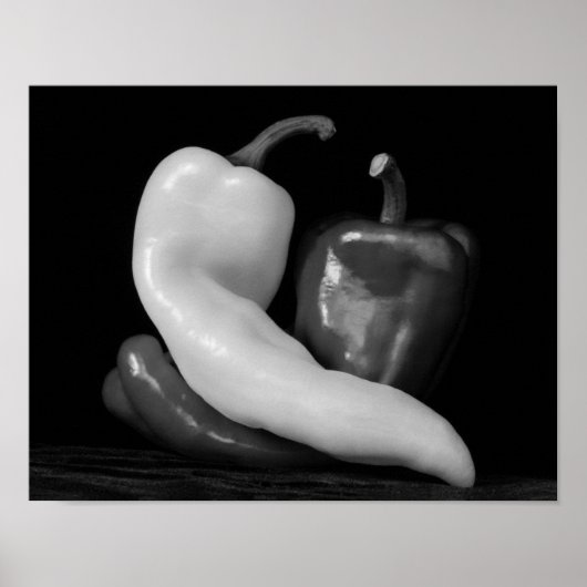 Pepers in Love Zwart-Wit Fotografie Poster (Voorkant)