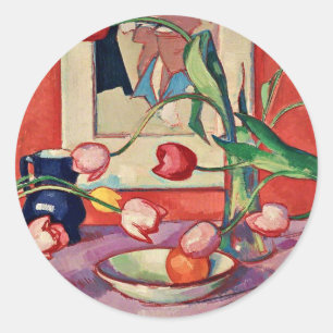 Peploe - Tulips, The Blue Jug Ronde Sticker