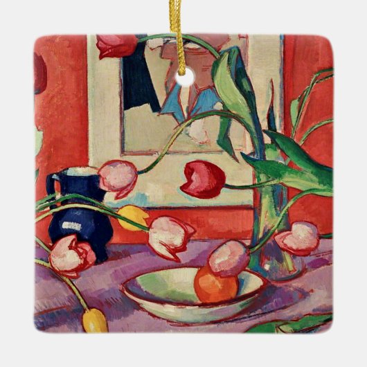 Peploe - Tulpen, De Blauwe Kan Keramisch Ornament (Voorkant)