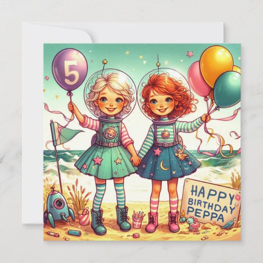 PEPPA ~ 5 JAAR ~ Verjaardag Kaart ~ (Voorkant)