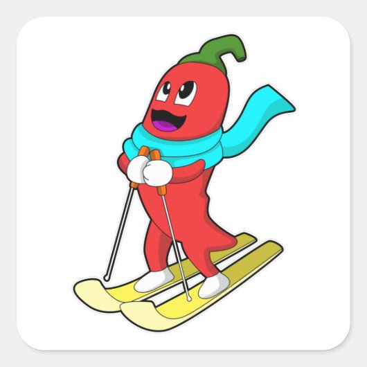 Pepper as Skier Vierkante Sticker (Voorkant)