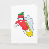 Pepper bij snowboarden met snowboard kaart (Voorkant)