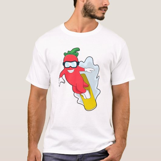 Pepper bij Snowboarding met Snowboard T-shirt (Voorkant)