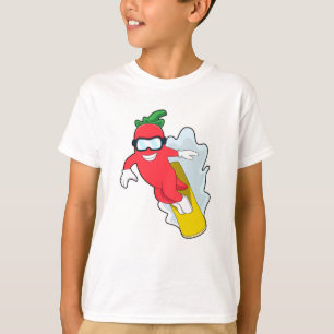 Pepper bij Snowboarding met Snowboard T-shirt