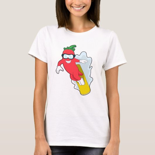 Pepper bij Snowboarding met Snowboard T-shirt (Voorkant)