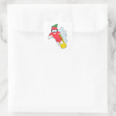 Pepper bij Snowboarding met Snowboard Vierkante Sticker (Tas)