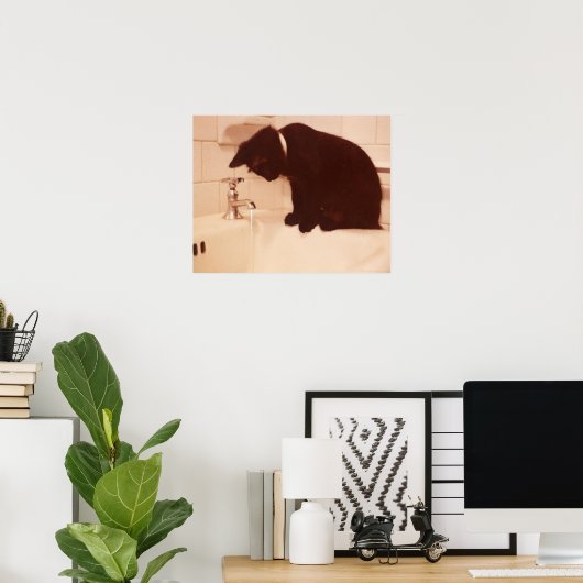 Pepper Black Cat Antiek Bathroom Poster (Thuiskantoor)