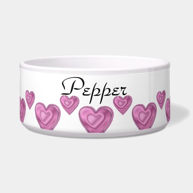 Pepper Custom Hearts Dog bowl Voerbakje (Voorkant)
