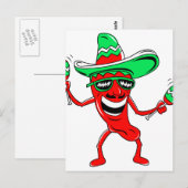 Pepper maracas sombrero-zonnebril.png briefkaart (Voorkant / Achterkant)
