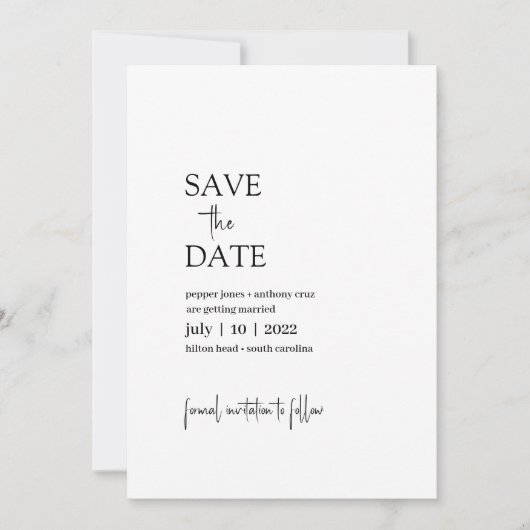 Pepper · Moderne minimalist Bewaar de datum · Eenv Save The Date (Voorkant)