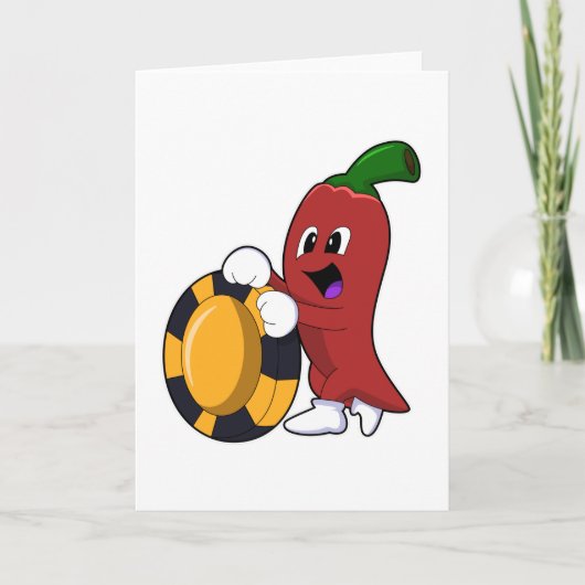 Pepper op Poker met pokerchips Kaart (Voorkant)