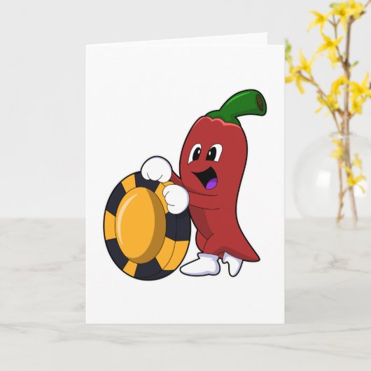 Pepper op Poker met pokerchips Kaart (Gele Bloem)