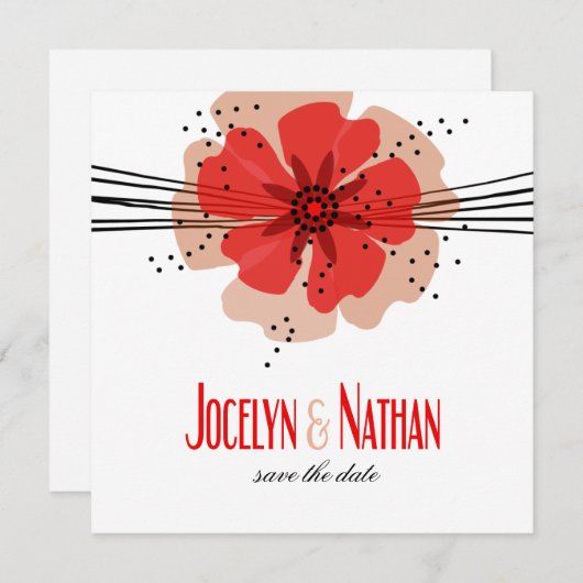 Pepper oppies Sla de rode datum op Save The Date (Voorkant / Achterkant)