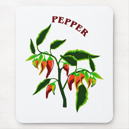 Pepper plant, grafisch met woordpeper muismat (Voorkant)
