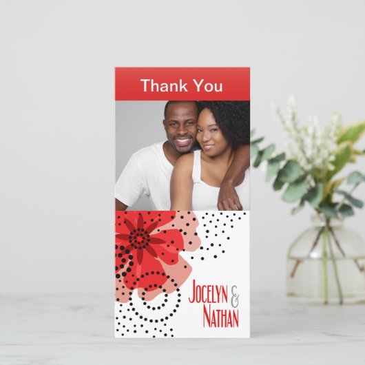 Pepper Poppies Foto Dank u rood Bedankkaart (Staand voorkant)